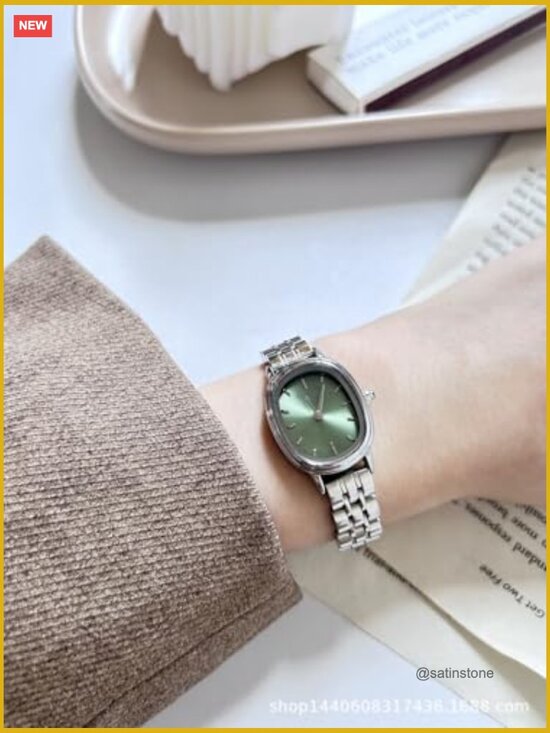 Small Oval Quartz Watch, Stainless Steel Bracelet, Slim Minimalist Wristwatch main image 6